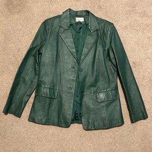 Chadwicks of Boston Leather Jacket Women Size 12 Green Blazer Y2k 90s Soft Lined